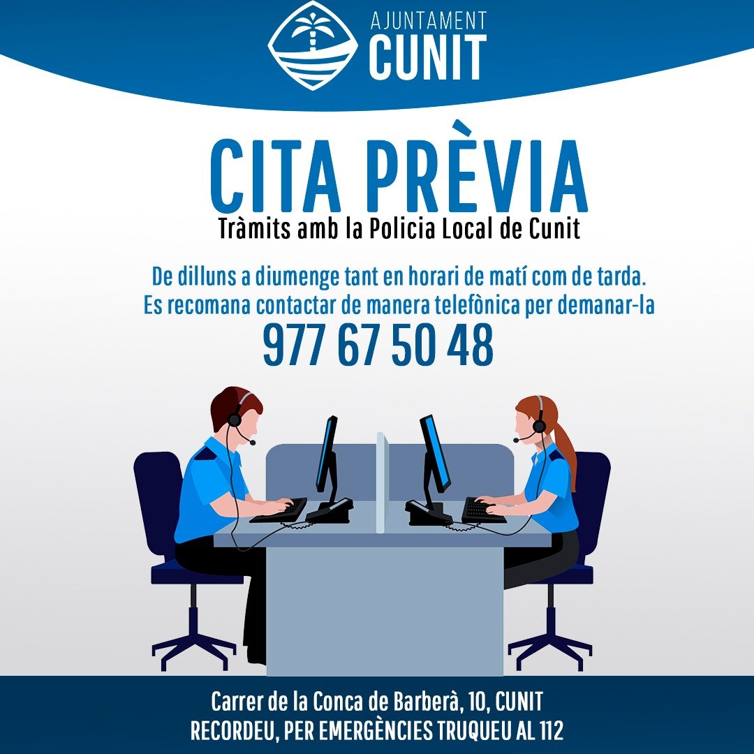 Read more about the article Cita Prèvia per fer tràmits a la Policia Local de Cunit