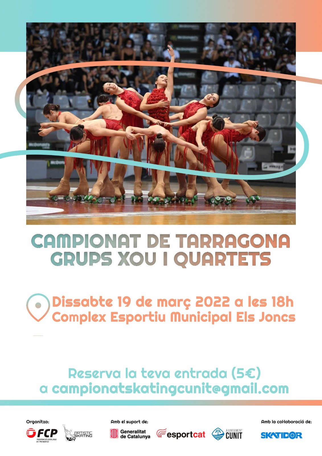 Read more about the article El Pavelló Municipal els Joncs de Cunit acollirà aquest proper dissabte 19 de març els Campionats de Tarragona de grups Xou i Quartets de patinatge artístic.