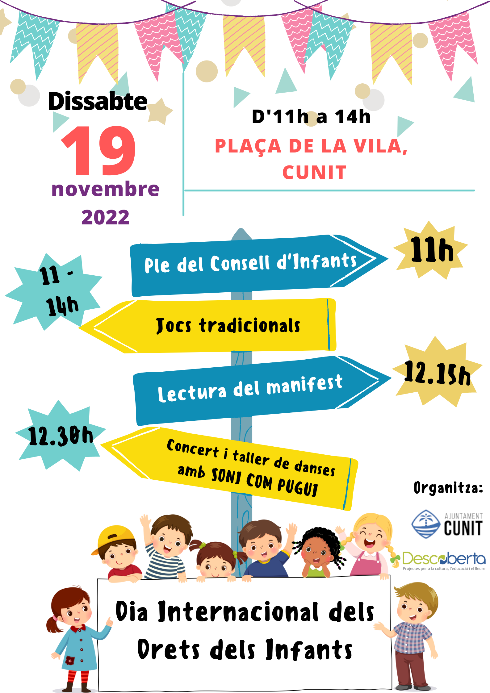 Read more about the article El proper dissabte 19 de novembre es constitueix el Consell dels  Infants del curs 2022/2023 i se celebra el Dia Universal dels Drets dels Infants