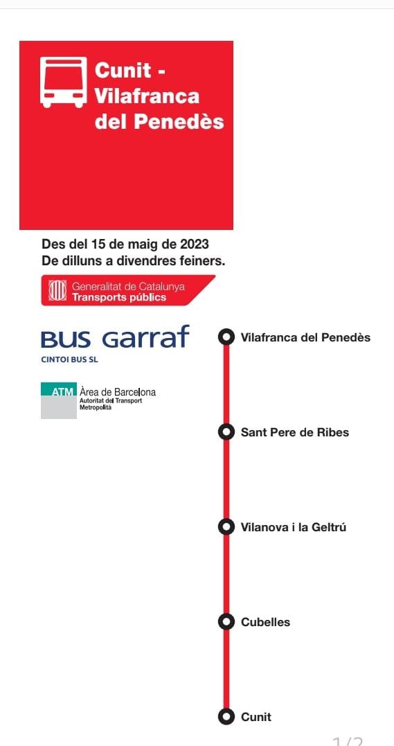 Read more about the article La línia de Bus que arriba als Hospitals s’ha perllongat fins a Vilafranca del Penedès